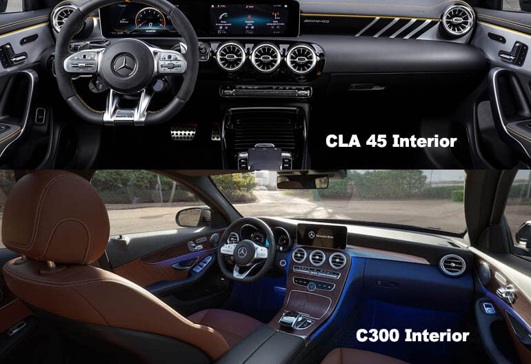 Mercedes Benz CLA 45 vs Mercedes Benz C300 Interior