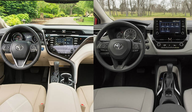 2020 Toyota Camry vs 2020 Toyota Corolla interior
