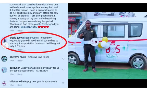 Security guard in Ikorodu moved to tears after receiving a vehicle as BOS Christmas gift