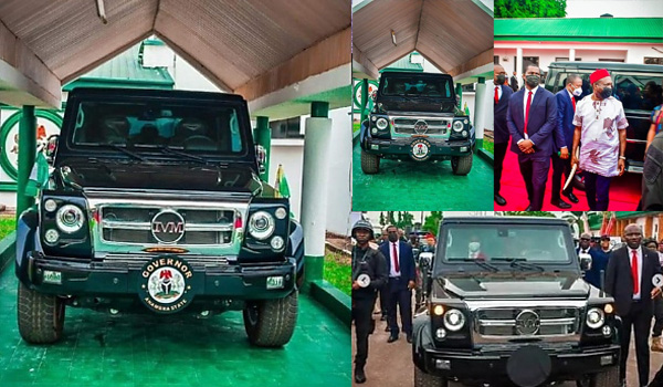 Gov Soludo Rides In Armoured Innoson IVM G80 SUV As He Gets Sworn In As The Governor Of Anambra State
