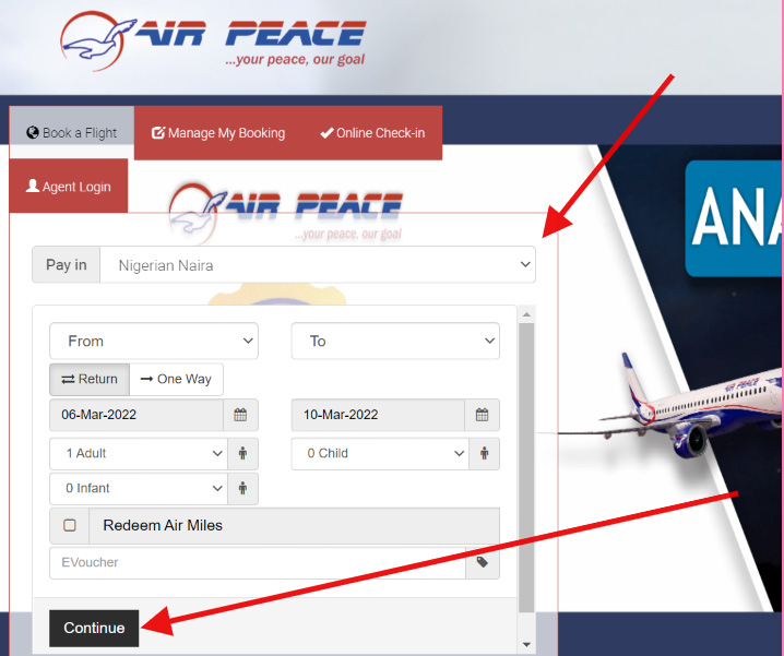 how to book flight with air peace