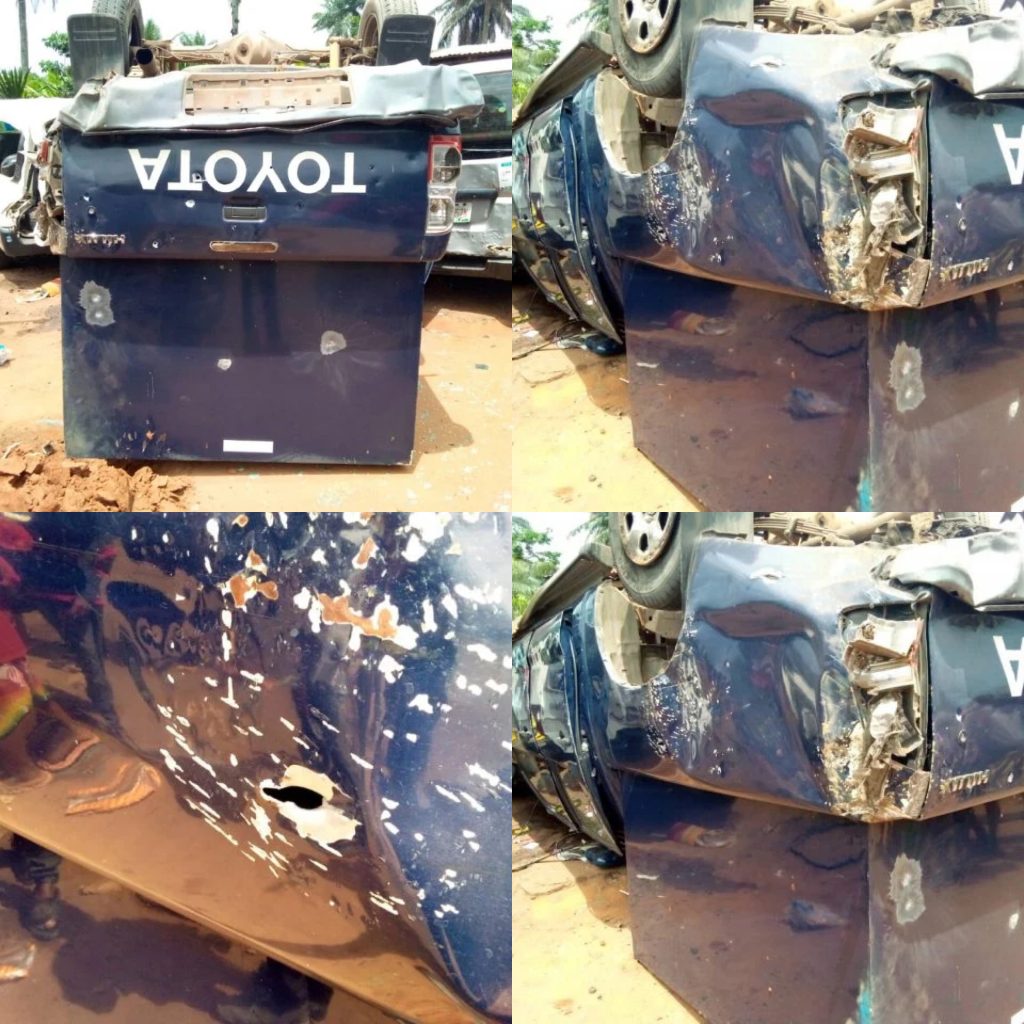 The attacked bullion van in Aboh Mbaise