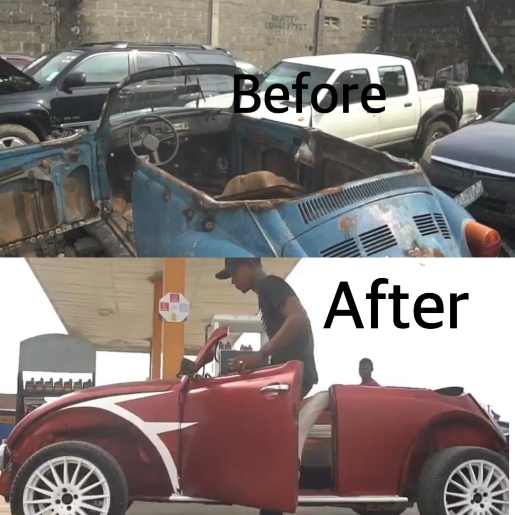 Nigerian man converts tortoise car into a luxury ride