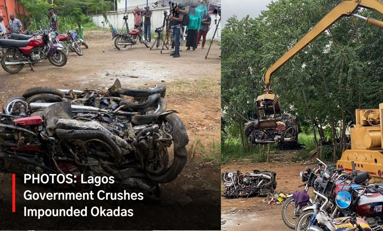 Lagos begins crushing of 2,228 motorcycles impounded Okada