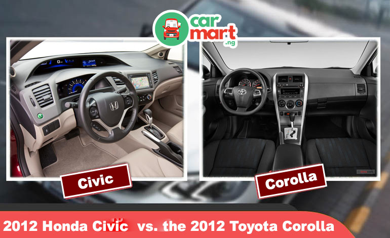 2012 Honda Civic vs 2012 Toyota Corolla interiors