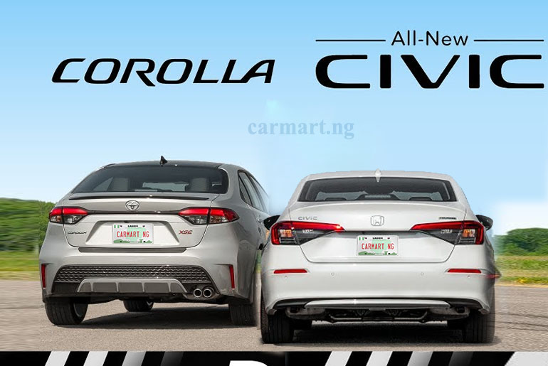 2022 Honda Civic Vs 2022 Toyota Corolla back view