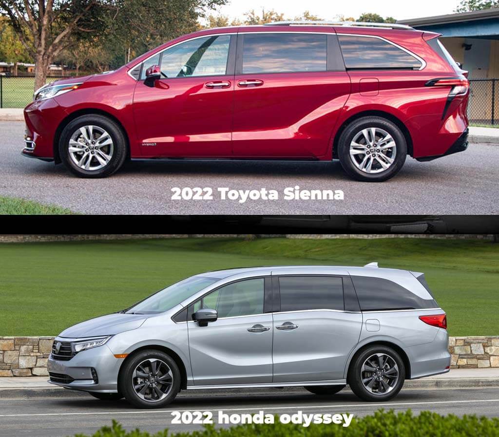 2022 honda odyssey and 2022 Toyota Sienna side view