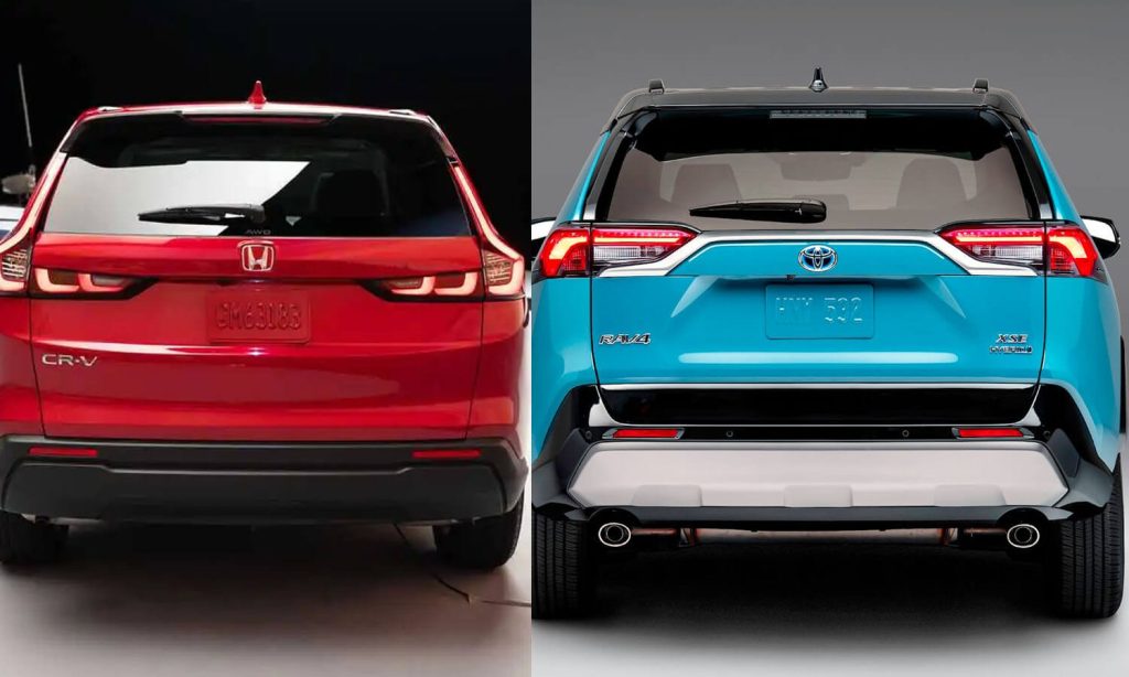 2023 Honda CR-V and 2023 Toyota RAV4 back view