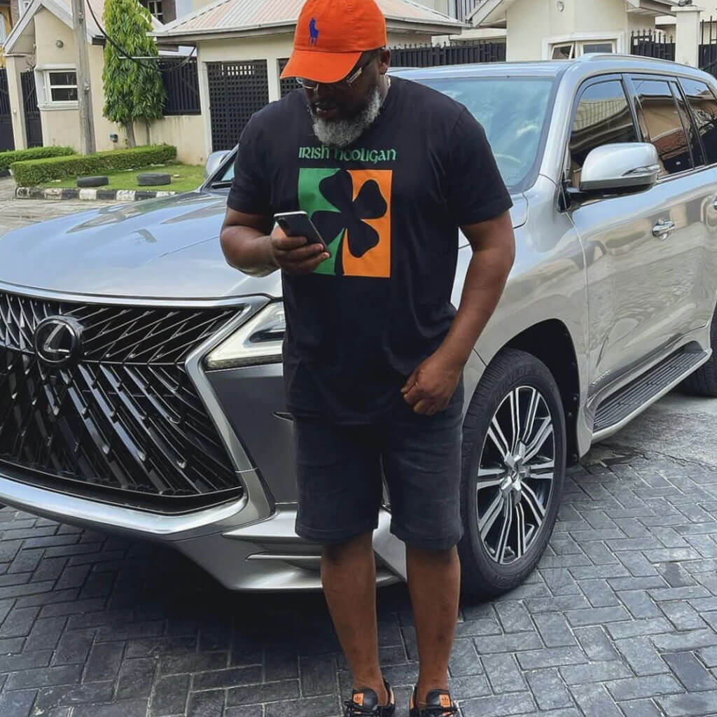 Larry Gaaga pose with 2020 lexus LX470