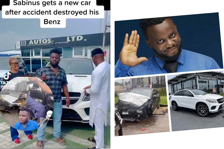 “Na Black Before, Now Na White” Sabinus Replace Benz Months After Crashing his Mercedes Benz GLE SUV
