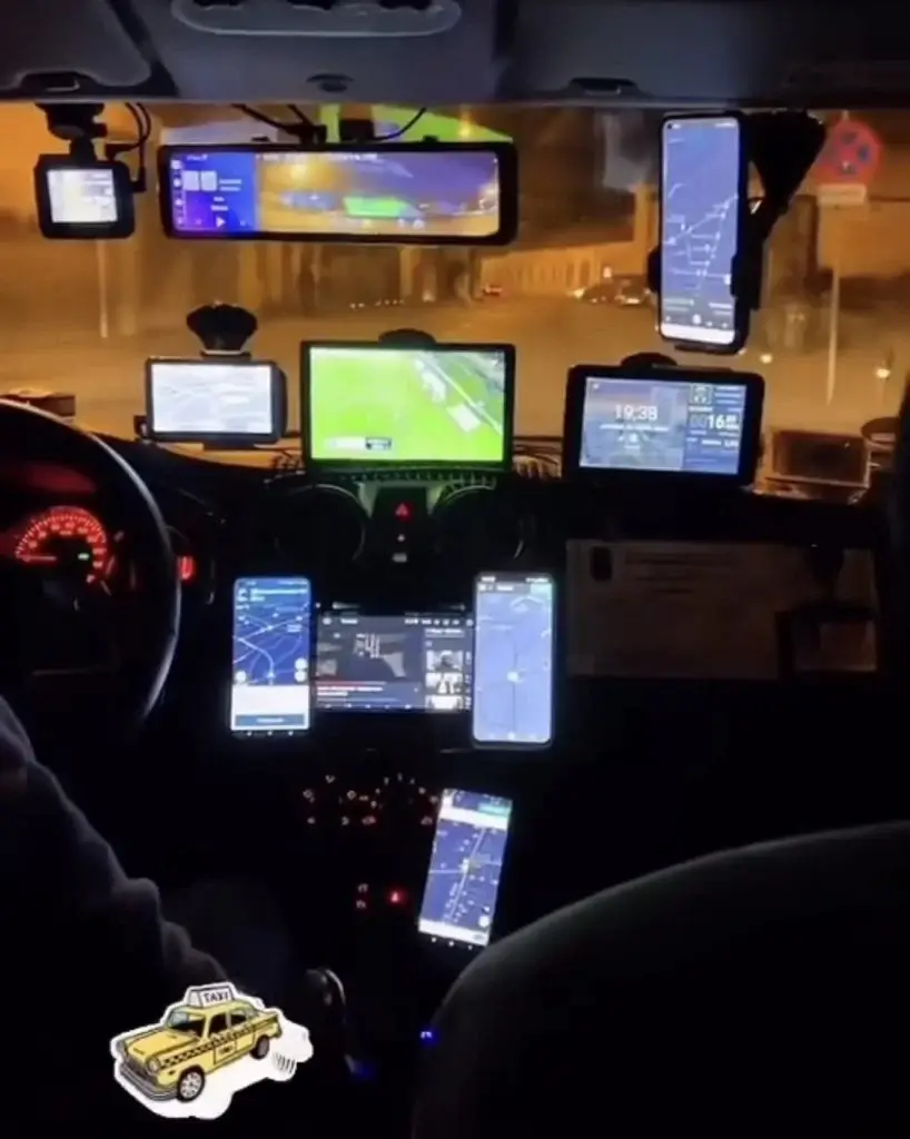 Uber Driver Showing Live Football Inside Car