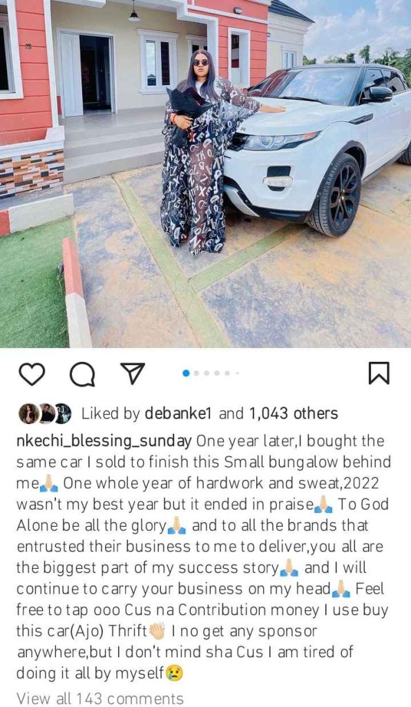 Actress, Nkechi Blessing Shows Off Her Newly Acquired Range Rover SUV