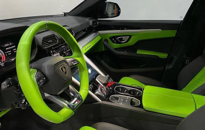 The Bright Green 2021 Lamborghini Urus SUV Interior