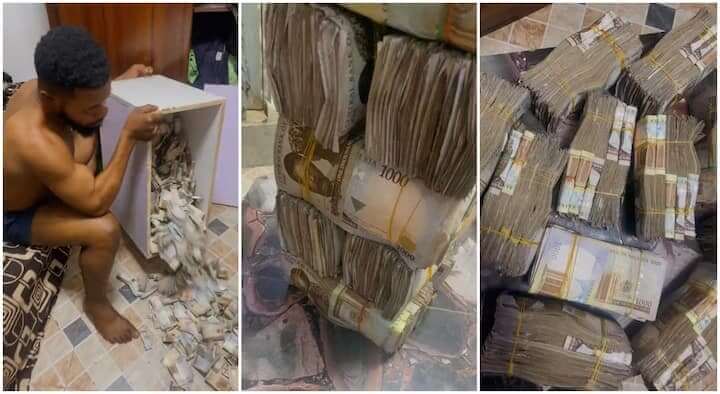 Nigerian Man Counts ₦‎5.5 Million From His Piggy Bank