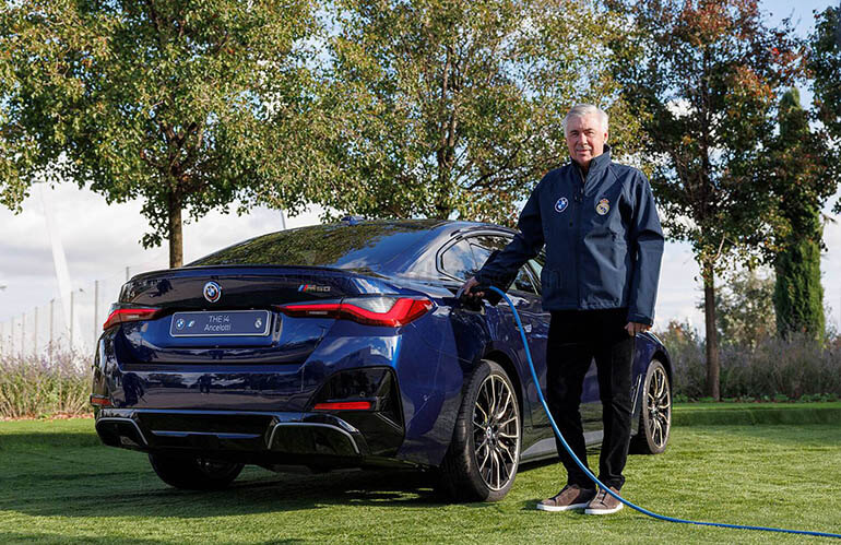 Real Madrid boss Carlo Ancelotti chose a BMW i4, which costs between £53,000 and £66,000