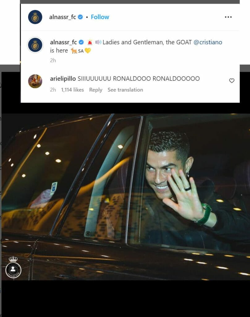 Ronaldo arrives Saudi Arabian city of Riyadh
