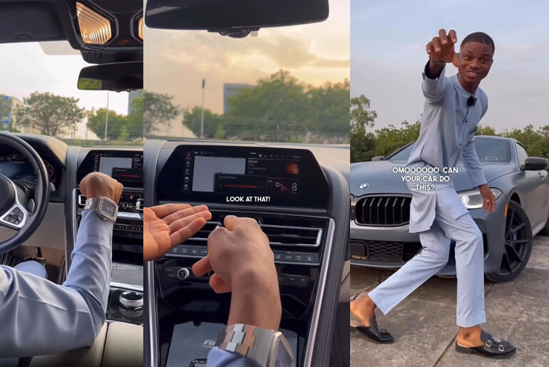Ola Of Lagos Shows How To Control The Volume Of A BMW 850i Without Pressing Any Button