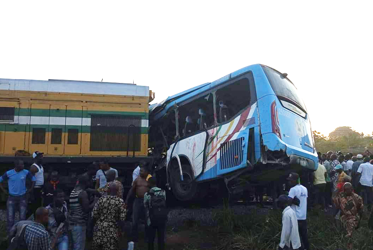 Train Crushes BRT Bus In Ikeja, Lagos