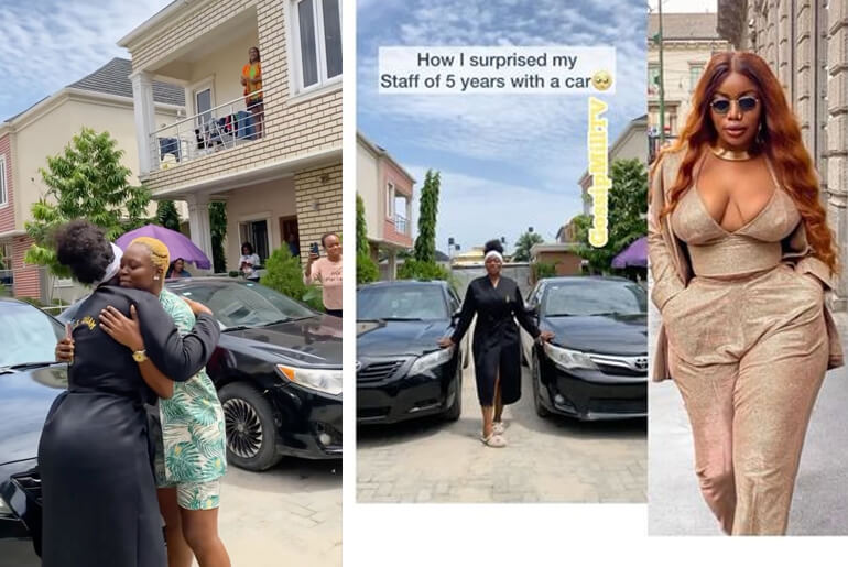 Popular Instagram Influencer Ashmusy buys 2 of her loyal Staffs Brand New Cars, promises to buy them houses next