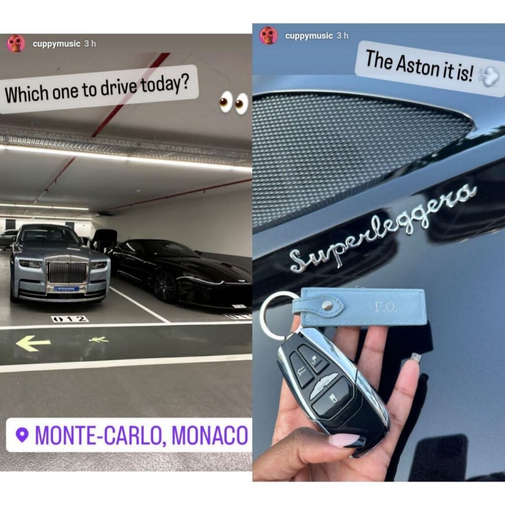 Cuppy Proudly Shows Off Dad’s Brand New Rolls Royce and His Aston Martin Superleggera