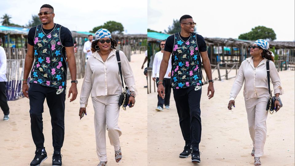 NBA superstar Giannis Antetokounmpo celebrates return with mum in Nigeria