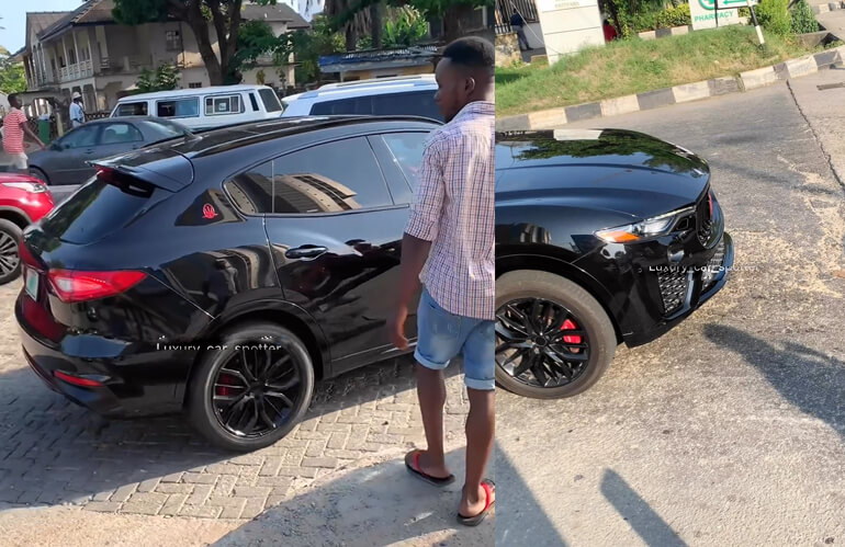 Nigerian Man Reacts As He Stops Millions of Naira Worth Maserati in Lagos