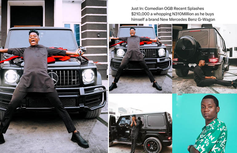 Comedian OGB Recent Splashes $210,000 a whopping N310Million as he buys himself a brand New 2023 Mercedes Benz G-Wagon