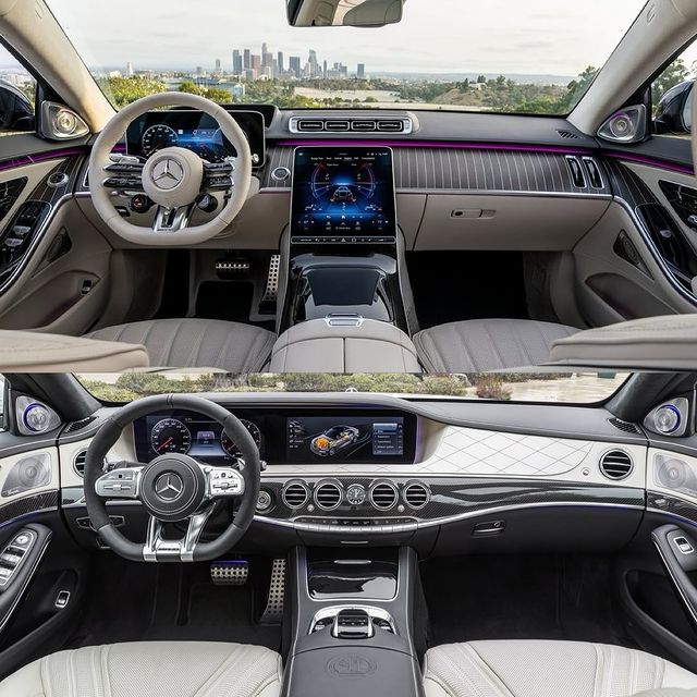 2024 Mercedes AMG S63e and 2021 S63 interior