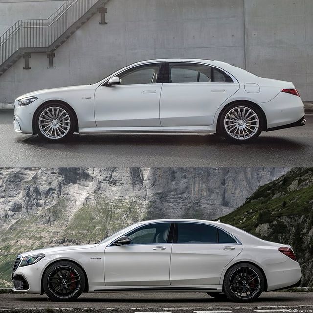 2024 Mercedes AMG S63e and 2021 S63 side