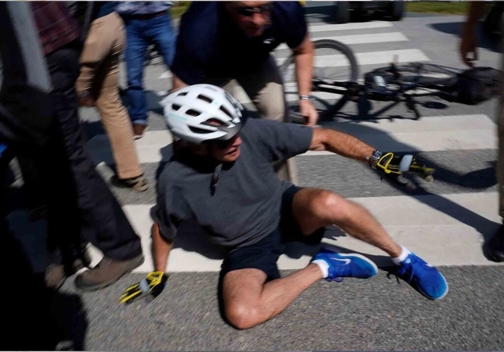 U.S President Biden Falls Off His Bike While Riding In Delaware