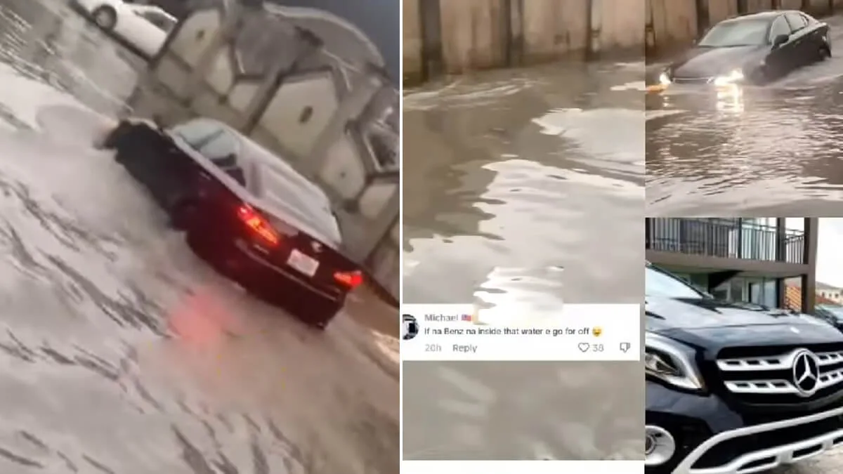 Driver seen trying to prove a point that his Lexus is better than Benz when it comes to driving inside flood