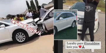 Davidos-PA-Isreal-crashes-his-new-car-in-Edo-State