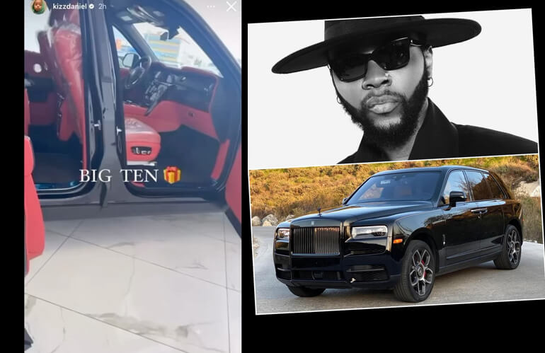 Kizz Daniel Splashes over N700 million as he buys a 2022 Rolls Royce CULLINAN BLACK BADGE to celebrate a decade (10years) in the industry