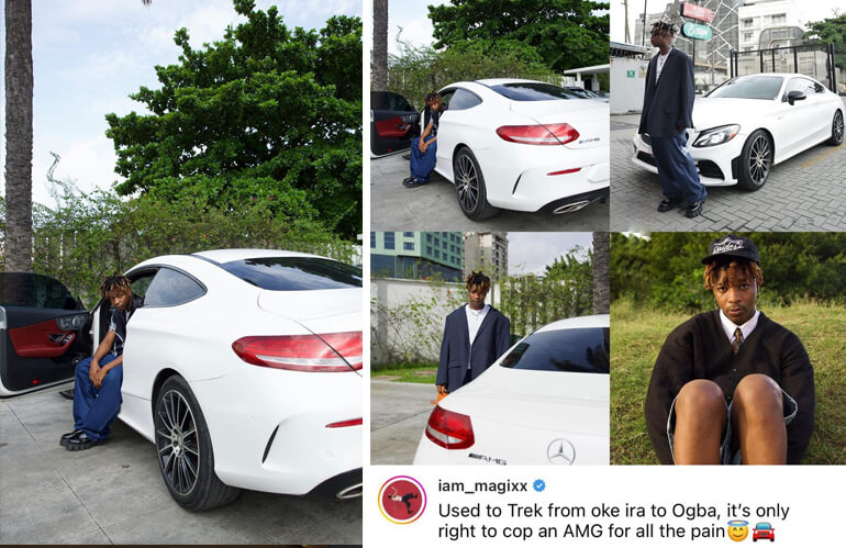 Magixx Splashes Millions of Naira as he Buys His Dream Car A Brand New White AMG Benz