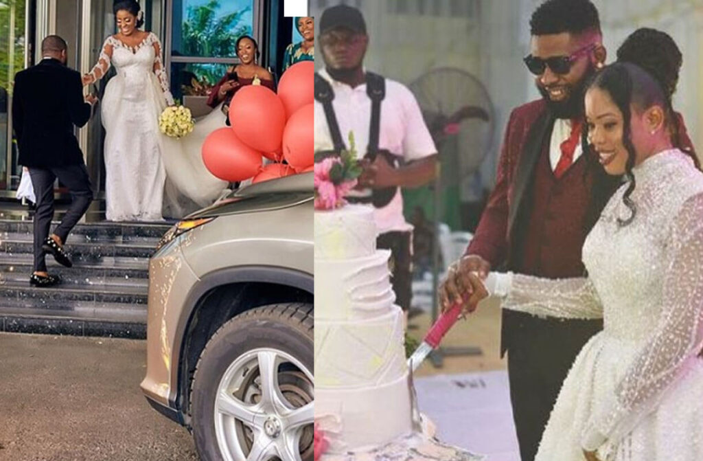 Nigerian Lady Surprises Husband THREE Cars On Their Wedding Day - bulletproof 4Matic SUV, a Highlander, and a Venza.