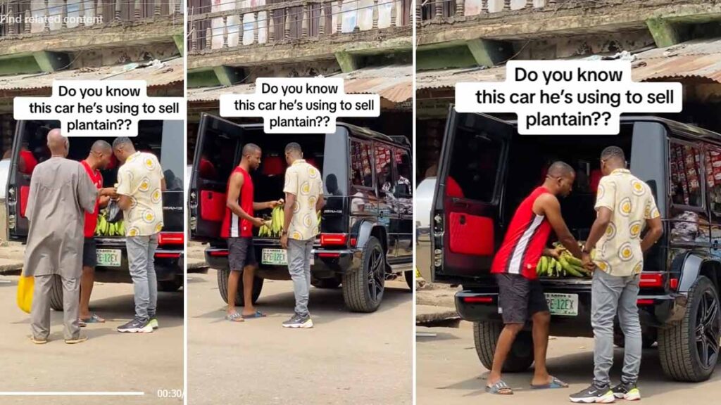 Nigerian man spotted Selling Plantain from the Mercedes Benz G-wagon