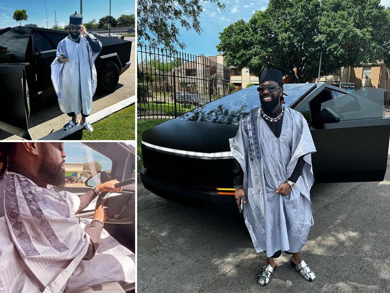 Timaya show off his Tesla Cyber truck