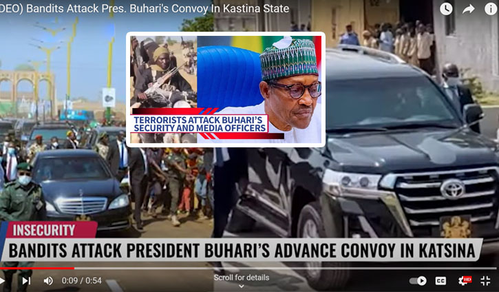 (VIDEO) Panic as Bandits Attack President Buhari's Convoy in Katsina