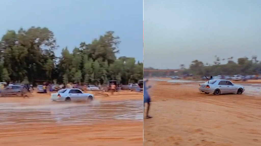 Video Shows Moment Young Men in Northern Nigeria Drift With Their Over 20Years Old Mercedes 