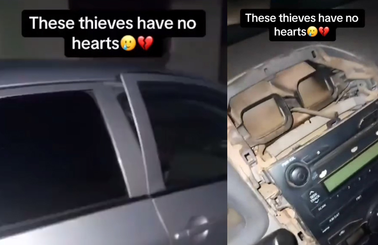 Video Shows the Moment Thieves Raided a Car in Lagos, Steals Important Car Parts