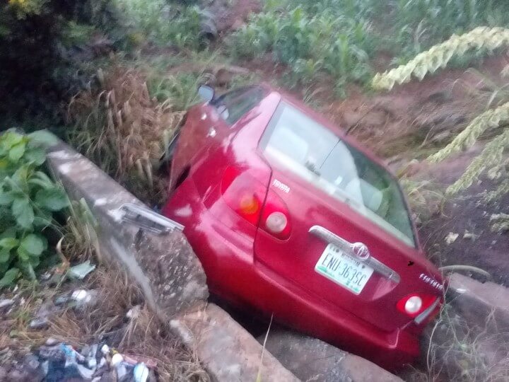 Woman Drives Car Into A Ditch During Thunderstorm