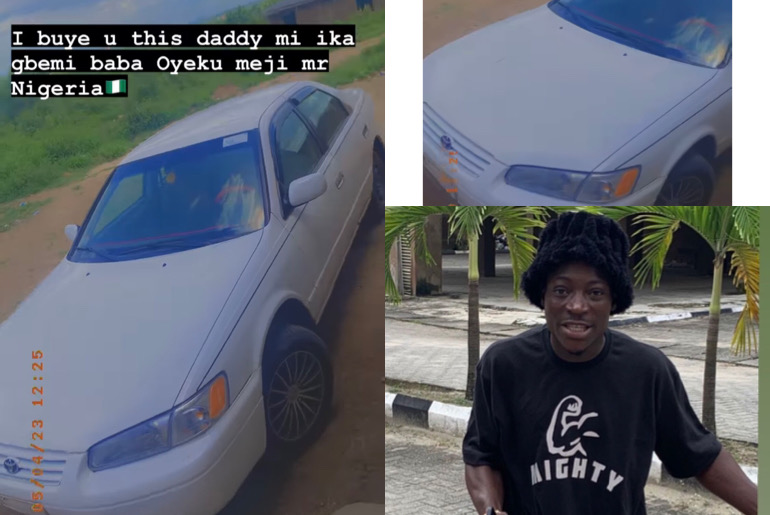 Reaction As Portable’s Former Associate, DJ Chicken, Buys His Father A 1999 Camry