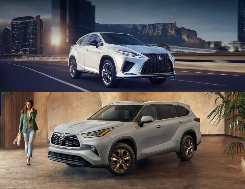 2022 Lexus RX and 2022 Toyota Highlander Comparison