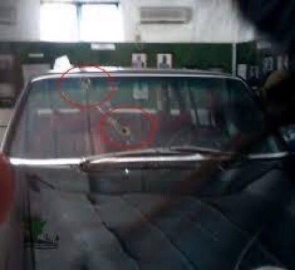 Picture show bullet hole on General Murtala Muhammed Mercedes-Benz 230.6