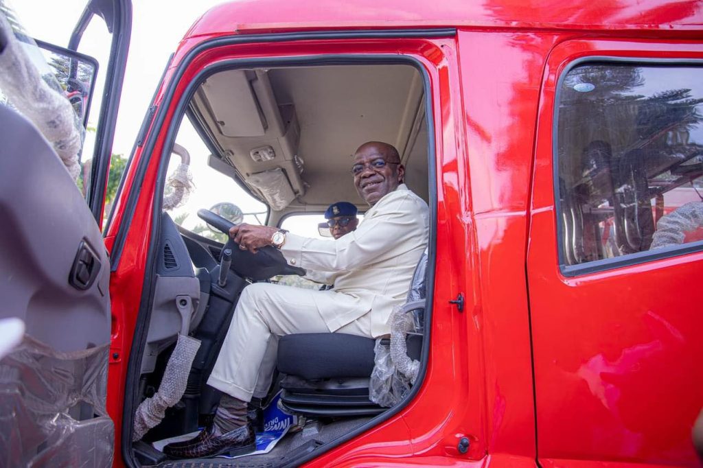alex otti test driving the Innoson Made-in-Nigeria Fire Truck