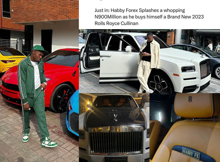 23 year old HabbyForex CEO Splashes a whopping N900 Million as he buys himself a Brand New 2023 Rolls Royce Cullinan