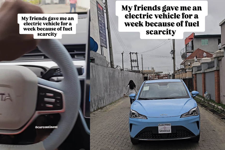Celebrity Car Dealer gets electric car -Neta Aya to use for free as Nigerians battle fuel scarcity