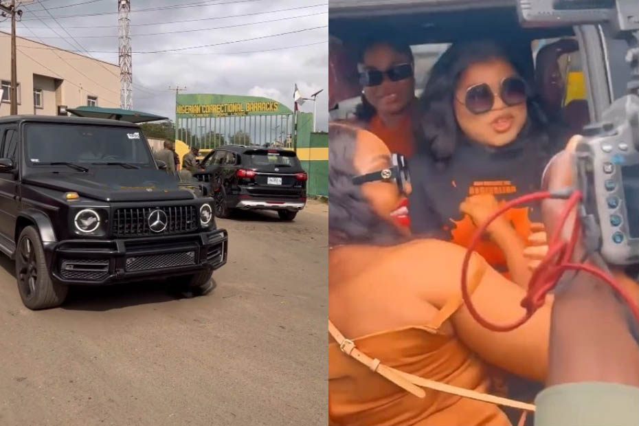 Mummy of Lagos 'Bobrisky' pulled out of Ikoyi Prison this morning in a Mercedes Benz G-Wagen